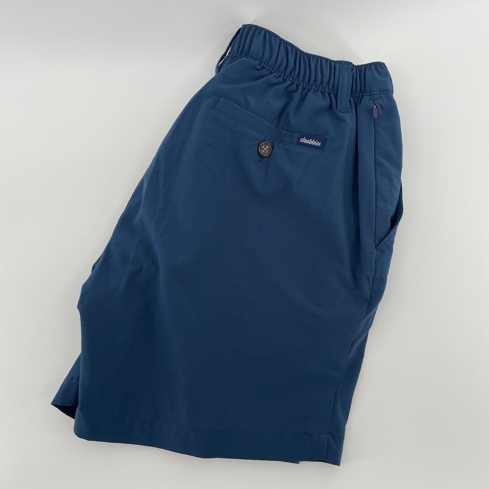Chubbies Everywear Shorts Men's Small Navy Blue 6 Inch Inseam Elastic Waist